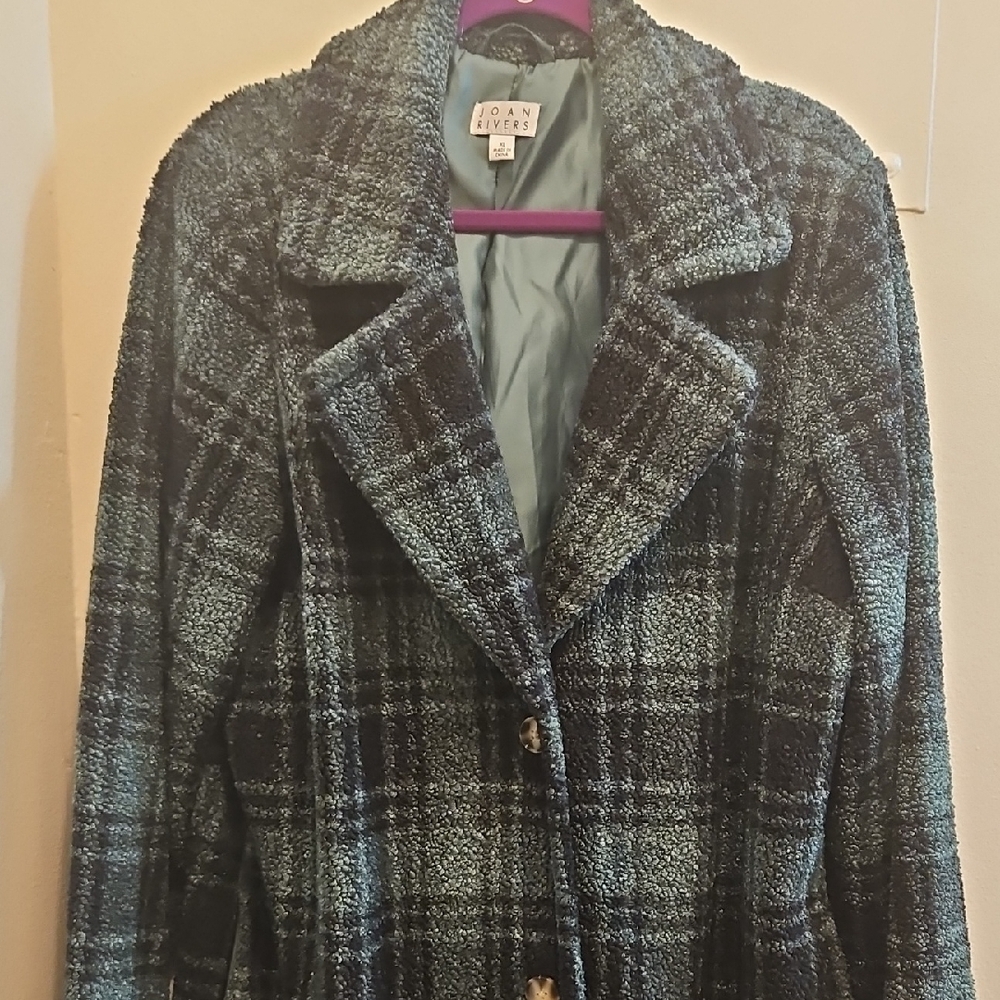 Joan Rivers Women's Plaid Jacket - Blue